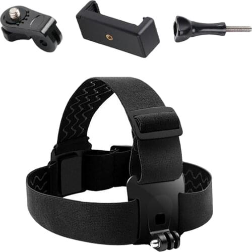 Head Strap Mount Holder w/ Clip for GoPro Sports Camera Mobile Phone Black