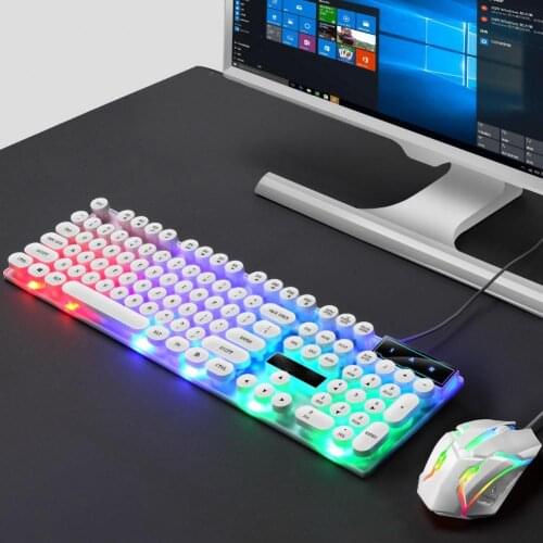 GTX300 USB Wired Colorful LED Backlit Gaming Keyboard with Mouse for PC Laptop