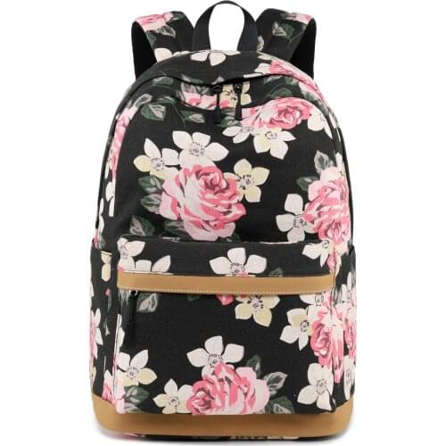 MORGLOVE Canvas Women Backpack large school bag flower student bag for Teenager Girls