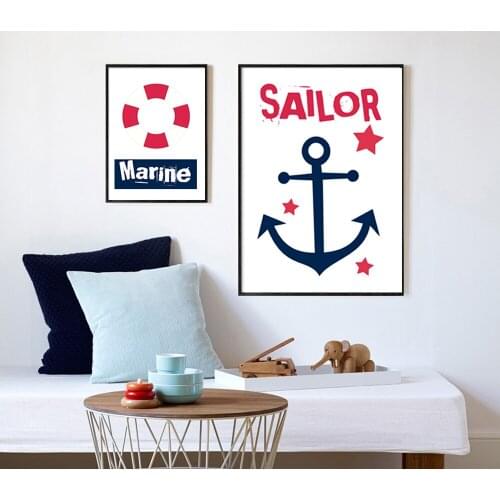 Canvas Print Painting Simple Navy Blue Sailor Marine Nursery Quote Anchor For Kid Room Wall Decor Home Decoration No Frame