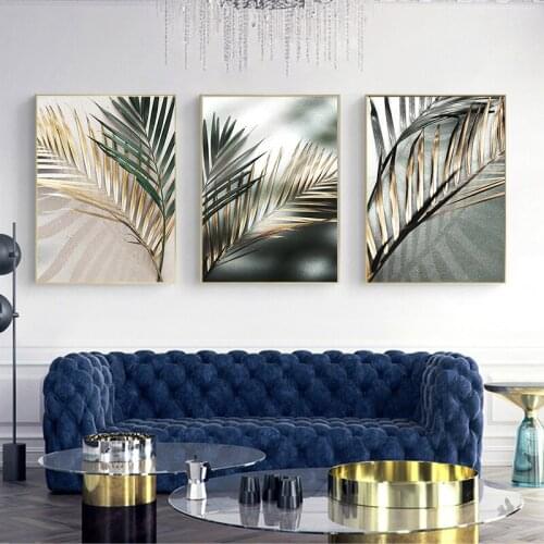 Golden Palm Leaf Plant Canvas Painting Plant Nordic Wall Art Poster Print Navia Decoration Picture Art Home Office Decoration