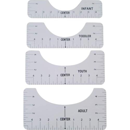 4PCS T-Shirt Ruler Guide Vinyl Tee Rulers Sublimation Designs On T-shirt High Precision T-Shirt Alignment Tool