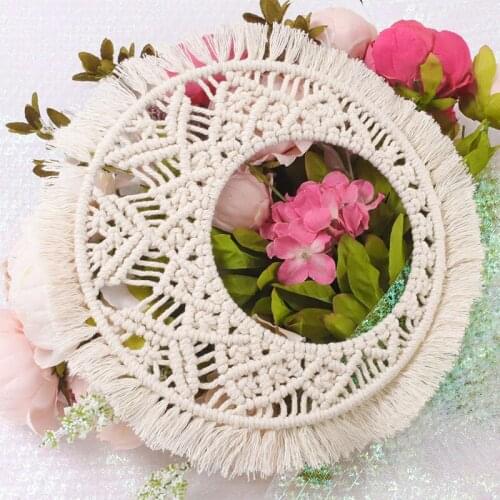 Macrame Handmade Tapestry Vintage Cotton Wall Hanging Dreamcatcher Home Art Decor Wedding Fringe Mirror Frame JS22