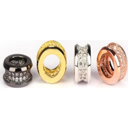 Fashion Drum barrel tube space beads, Micro Pave Beads CZ Bead Clear Cubic Zircon beads Unisex Men Bracelet Charms