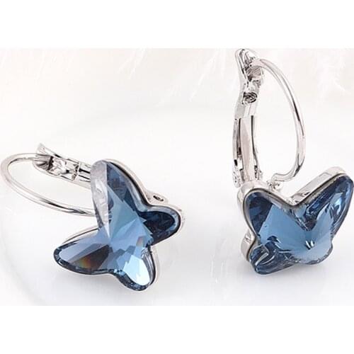 BAFFIN Crystals From Swarovski Trendy Korean Butterfly Drop Earrings For Women Party Silver Color Brincos Statement Jewelry Gift