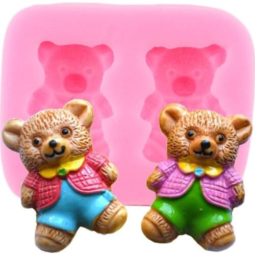 Adorable Teddy Bears Silicone Mold Animals Fondant Molds Cake Decorating Tools Soap Resin Clay Candy Chocolate Gumpaste Moulds