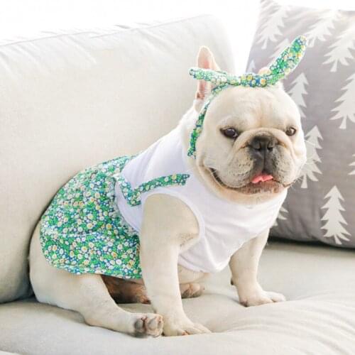 French Bulldog Dress Cute Floral Dog Clothes Summer Pet Clothing Skirt Pomeranian Poodle Bichon Schnauzer Pug Costume Dropship