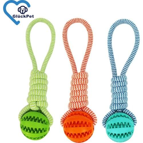 Durable Pet Puppy Dog Chew Toys With Rope Puppy Teething Ball Toys Puppy Rope Dog Tug Toy Safety Design