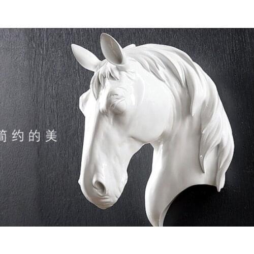 Crafts Arts Home horse head wall mural creative animal resin living room wall decoration bar stereo crafts personality statue