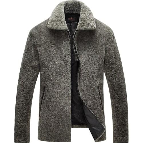 Luxury Sheep Shearling Fur Coat Autumn Winter Jacket Men Real Fur Coat Streetwear Men Wool Coat Plus Size Veste Homme 312 MY1576