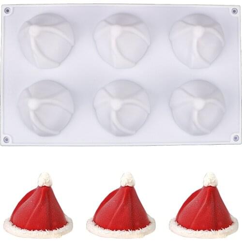 NICEYARD 6-Christmas Hat Mousse Silicone Cake Mold DIY Dessert Santa Ice Cream Mold DIY Tools Baking Mold Kitchen Accessories