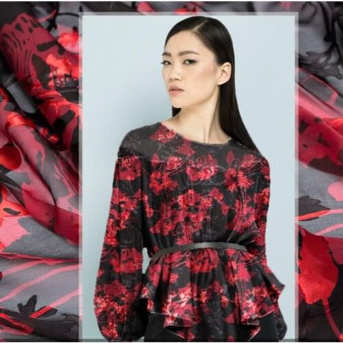 8 momme silk jacquard fabric 140 cm burbout silk fabric material perspective shawl dress fabric wholesale silk cloth