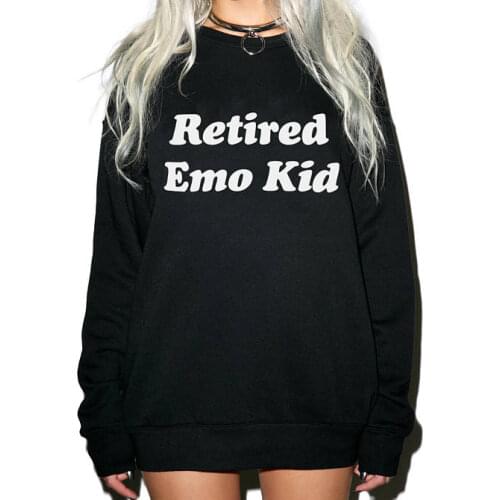 Skuggnas New Arrival Retired Emo Kid Sweatshirt Tumblr Hipster Crewneck Aesthetic Jumper Unisex Fashion Tops 90s aesthetic