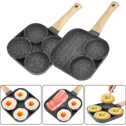 Egg Pancake Steak Pan Cooking Egg Ham Pans Non-stick Breakfast Maker Cookware Thickened Omelet Pan Four-hole Frying Pot