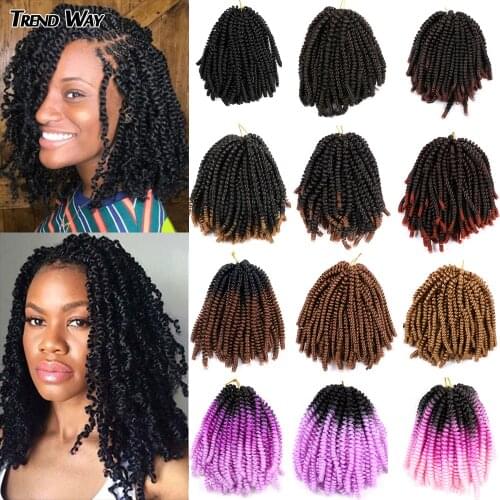 8inch Passion Twist Crochet Hair Spring Twist Hair Crochet Braids Synthetic Braiding Hair Extensions 30Roots Pink Rainbow Grey