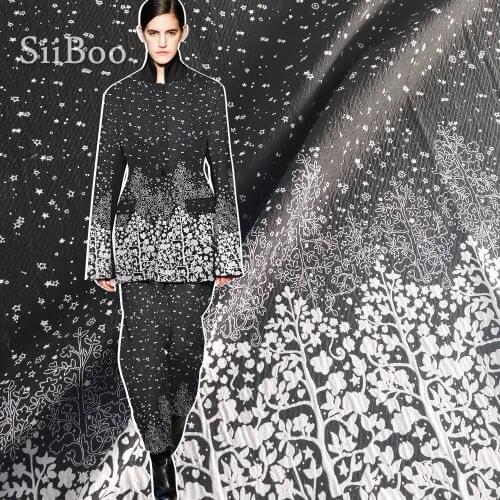 Siiboo Nordic style black forest positional patterned jacquard fabric for women dress tejido jacquard sp6264