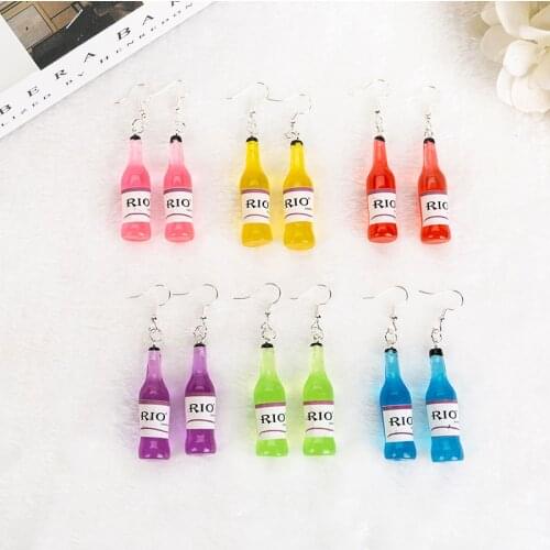1pair Women Earrings Resin Wine Bottle Drop Earring Multicolor Bottle Simulation Drink Earrings for Children Gift Woman Jewelry