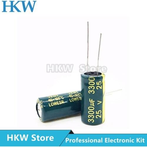 10pcs/lot 3300UF 25V 13*25mm High Frequency Low ESR / Impedance Aluminum Electrolytic Capacitor 3300uf25V 13X25 20