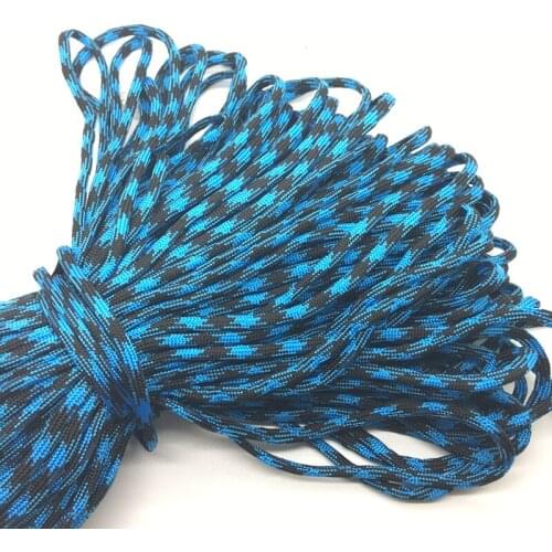 10yds/Lot Mxi color Paracord Bracelets Rope 7 Strand Parachute Cord CAMPING HiKING #Black+ light blue