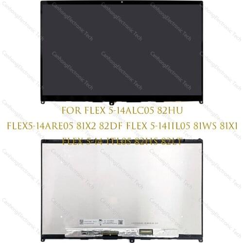 14" FHD For Lenovo Flex 5-14ARE05 Flex 5 14ARE05 81X2 82DF LCD Touch Screen Digitizer Assembly With Frame 5D10S39641 5D10S39642