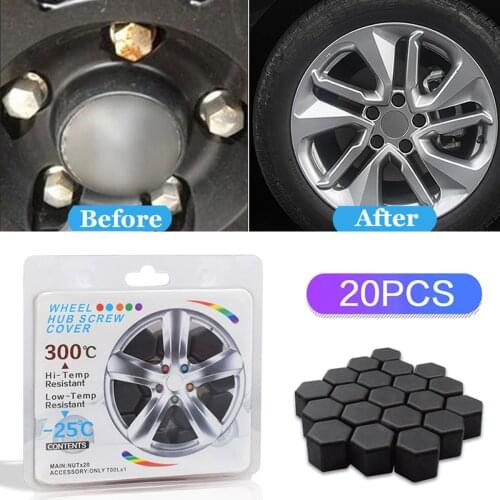 20pcs 19mm Car Tyre Wheel Hub Covers Auto Tire Protection Caps Black Wheel Nuts Covers Hub Screw Protector Dust Proof Bolt Rim