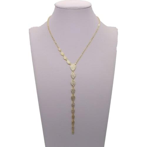 2020 new fashion Y Style water drop Long Necklace For Women paved mini shiny cz charm sexy simple Chain Jewelry for wedding gift