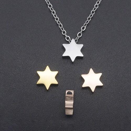5pcs/lot 100% Stainless Steel DIY Star of David Beads Wholesale OEM Order Accepted Jewelry Necklace Making Bead Never Fade