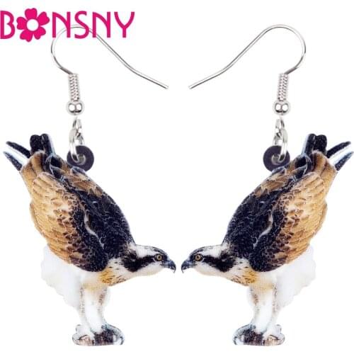 Bonsny Acrylic Novelty Osprey Bird Earrings Big Long Dangle Drop Fashion Jewelry For Women Girls Teens Gift Animal Accessories