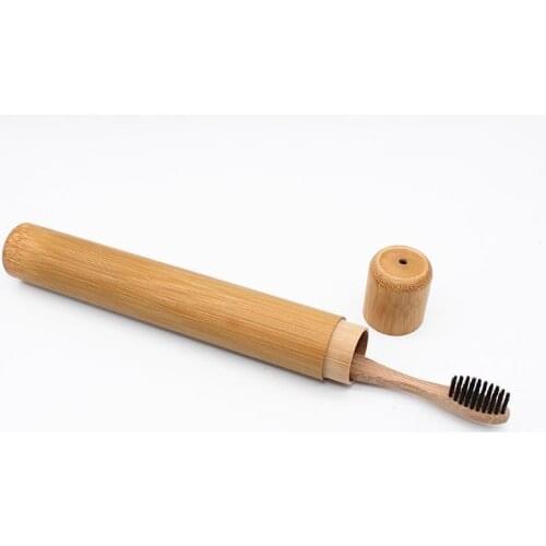 Natural Bamboo Tube For Toothbrush Eco Friendly Travel Case Hand made 21cm Bamboo Toothbrush Tube Portable Travel Packing