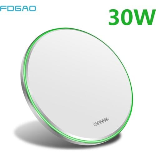 30W Wireless Charger For iPhone 12 11 Pro Max XS X XR 8 Plus Type C Induction Qi Fast Charging Pad for Samsung S20 Xiaomi mi 10