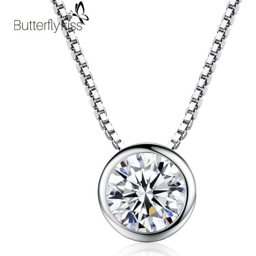 BK 6*6mm Zircon Pendant Necklaces For Girl Real 925 Sterling Silver Women’s Necklace Jewelry Female Anniversary Engagement Gifts