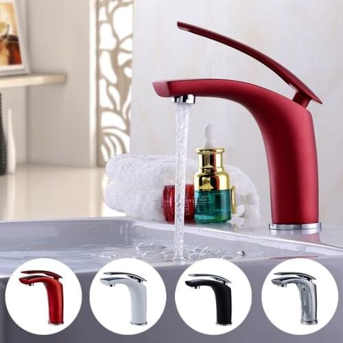 Basin Faucet Colorful Waterfall Bathroom Basin Vanity Sink Mixer Single Hole Copper Hot and Cold Water Tap Crane Deck Mounted