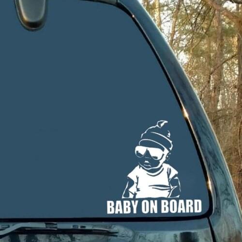 14 * 9cm BABY ON BOARD Cool Rear Reflective Sunglasses For Children Car Stickers Warning Decals