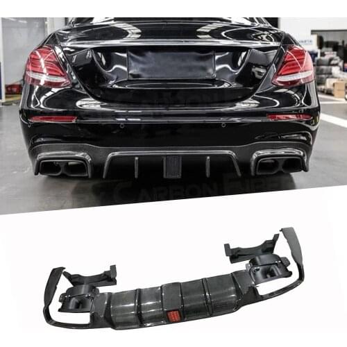 Rear Bumper Lip Diffuser with Exhaust Muffler Tips for Benz C238 E200 E300 E63 AMG Coupe Sport 17-2019 B Style Carbon Fiber