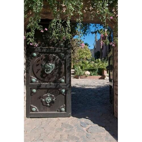 Retro Door Plant Garden Photo Backdrop Vinyl Cloth Background Studio Photography Props for Children Baby Portrait Photobooth