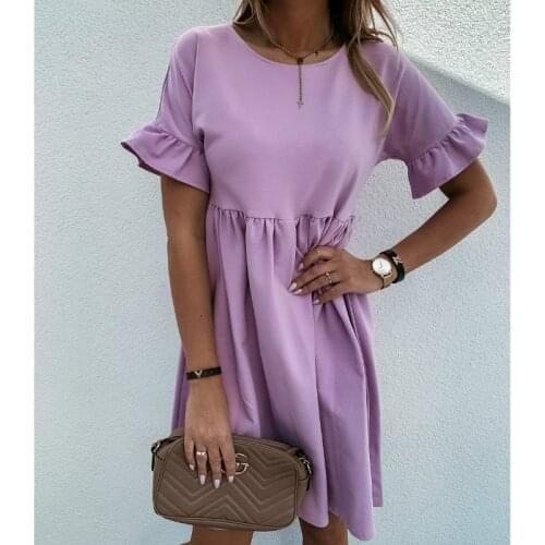 Hirigin Summer Women Street Beach Mini Ruffles Dress 2020 Fashion Ladies Home Casual Holiday Short Sleeve Dress