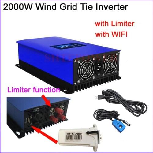 2000W inverter AC 45-90V input Grid Tie system wind power invertor with limiter sensor &wifi plug MPPT LCD display 220V output