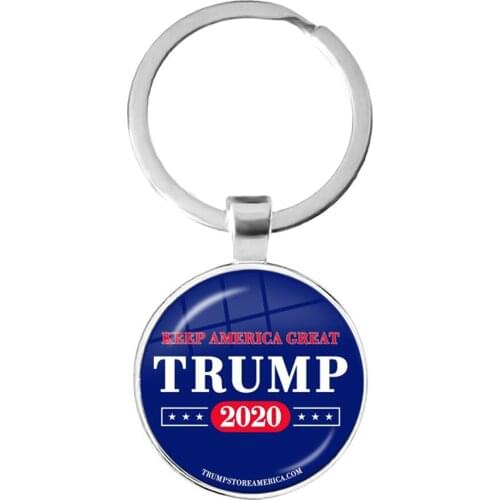 Donald Trump 2020 Collection Glass Cabochon Necklace USA Flag Keep America Great 3D Print Keyring Keyholder Jewrlry For Support