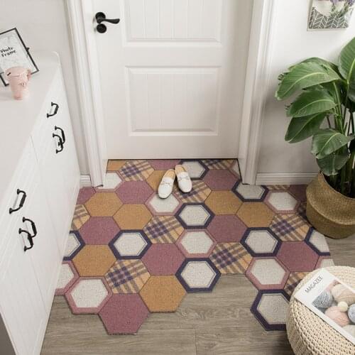 PVC Doormat Carpet Silk Loop Living Room Entrance Stain Resistant Non-slip Mat Carpet Minimalism Printing Pattern Floor Door Mat