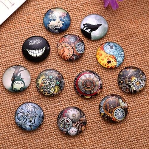 20mm Mixed Style Round Glass Cabochon Dome Jewelry Finding Cameo Pendant Settings 20pcs/lot K04776