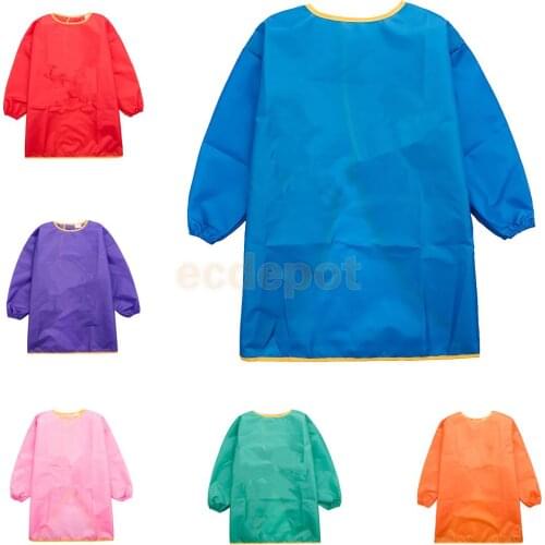MagiDeal Children Kids Long Sleeve Apron Polyester fiber Waterproof Smock for Practice Brushwork Drawing Painting Cleaning Tools