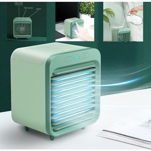 Mini USB Portable Air Cooler Fan Air Conditioner Light Desktop Air Fans Cooling Humidifier Purifier For Office Bedroom