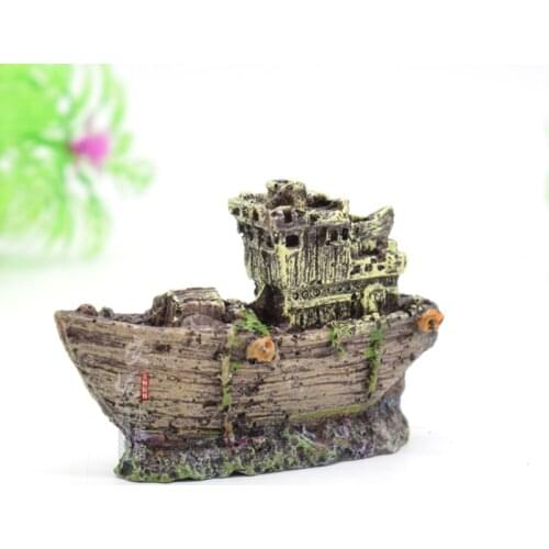 Mini Pirate Ship Rotten Boat Aquarium Landscaping Fish Tank Scenery Decoration Boat Resin Sunken Boat Tank Decoration