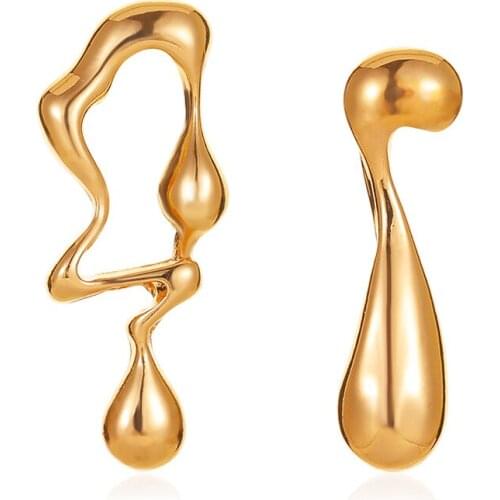 Fashion Creative Personality Metal Asymmetric Earrings Retro Trend Exaggerated Irregular Earrings Earrings Women Wholesale