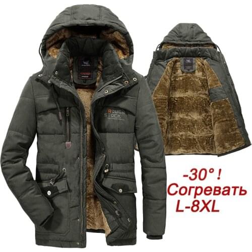 Brand Winter Parka Coats Men Warm Thick Cotton Padded 2020 Mens Fleece Hooded Windbreaker Overcoat Plus Size Military Jacket 6XL