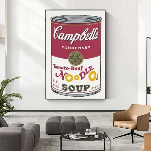 Wall Art Poster Canvas Painting Andy Warhol Tomato Soup Abstract Art Decorative Picture Wall Pictures For Living Room Home Decor