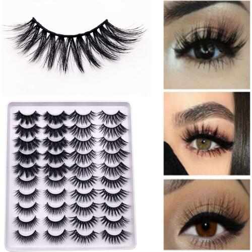 20 Pairs Eyelashes Mink Eyelashes Thick Natural Long False Eyelashes 3D Mink Lashes High Volume Soft Dramatic Eye Lashes Makeup