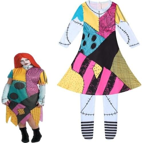 New Girls Sally Cosplay Dress The Nightmare Before Christmas Costumes Halloween Carnival Party Terror Disfraces Role-playing