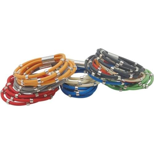 Seven Color Handmade Soft Leather Rubber Bracelet Women Gothic Simple Metal Cuff Decoration Bangles Current Birthday Party Gift