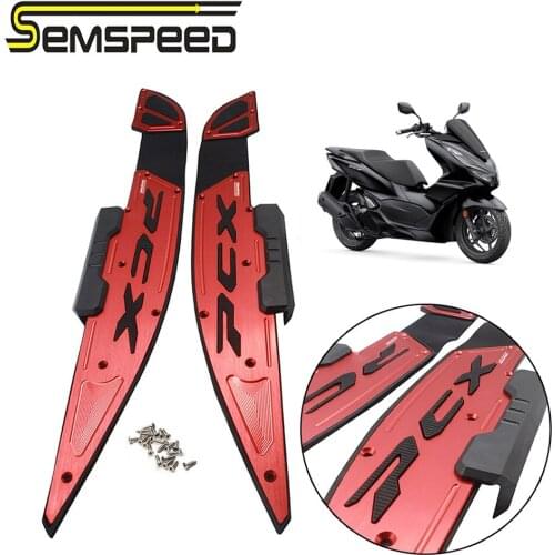 SEMSPEED New Style CNC Motorcycle Front Foot Pedals Footrests Pads Plate Fit for Honda PCX 125 PCX160 PCX 2021 2PCS Footboard